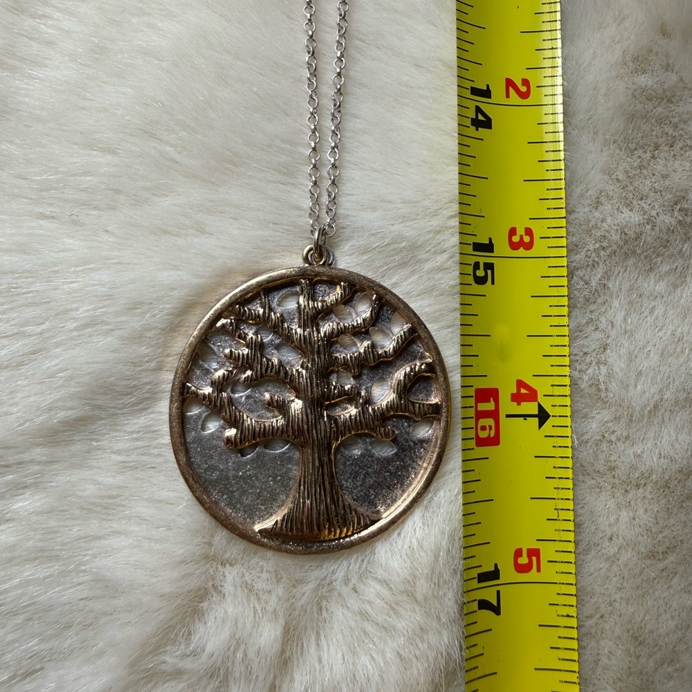 Silver and Gold Tree Pendant Necklace